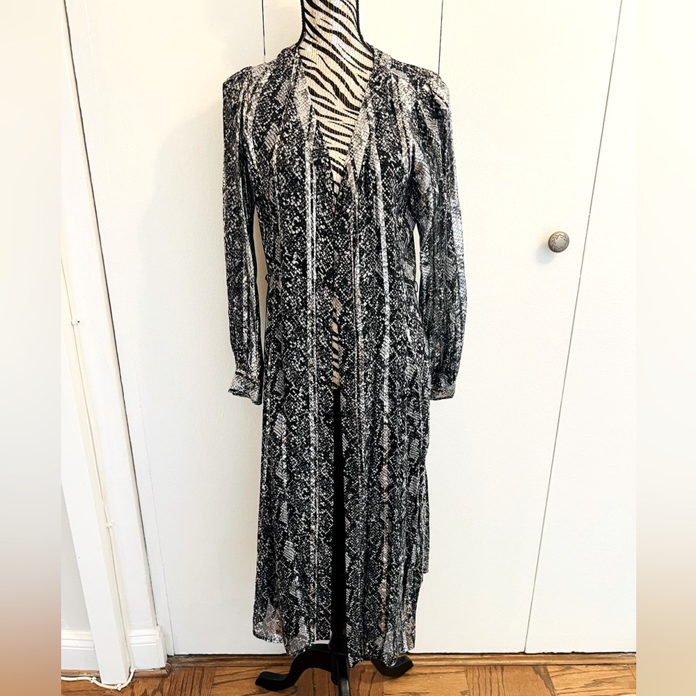 Elegant Black and Silver Print Dress